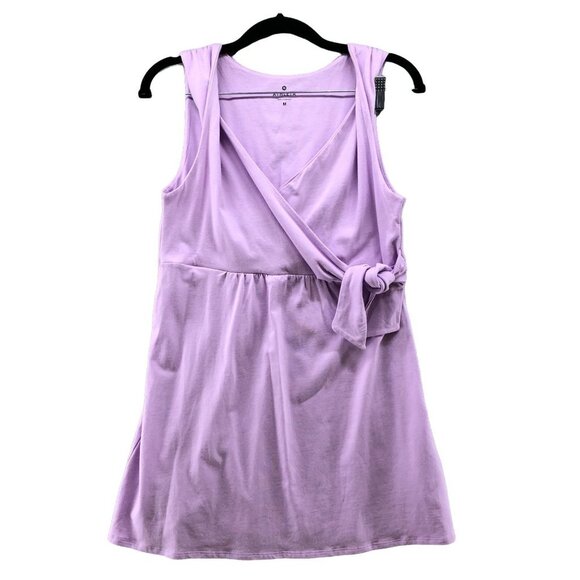Athleta Surplice Tank Top Womens M Tie Front Babydoll Tunic Purple Modal Blend - Picture 1 of 12